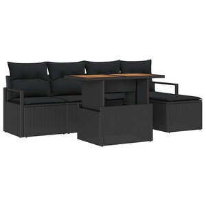vidaXL Ensemble de salle à manger pour jardin 6 Pièces Noir et Marron