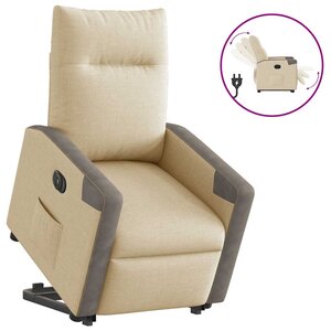vidaXL Fauteuil inclinable électrique crème tissu