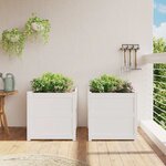 vidaXL Jardinières 2 Pièces blanc bois de pin massif