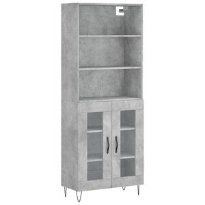 vidaXL Buffet haut Gris béton 69 5x34x180 cm Bois d'ingénierie