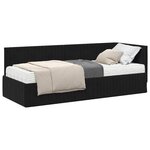 vidaXL Cadre de lit d'angle avec matelas 2 pc Noir 80 x 200 cm Velours