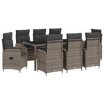 vidaXL Ensemble de repas extérieur 9 Pièces Gris clair et gris foncé