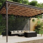 vidaXL Salon de jardin 9 Pièces avec coussins Résine tressée Noir