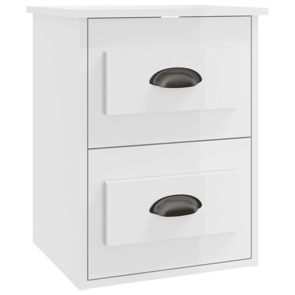 vidaXL Table de chevet murale blanc brillant 41 5x36x53 cm
