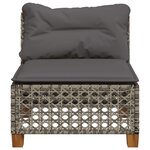 vidaXL Canapé de jardin sans accoudoirs coussins gris résine tressée