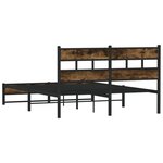 vidaXL Cadre de lit en métal sans matelas chêne fumé 135x190 cm