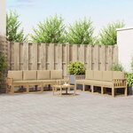 vidaXL Ensemble de canapés d'extérieur 9 Pièces Blanc et Beige