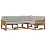 vidaXL Ensemble de canapés d'extérieur 4 pc Naturel et gris clair