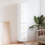 vidaXL Buffet haut Blanc brillant 34 5x34x180 cm Bois d'ingénierie