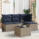 vidaXL Salon de jardin 5 Pièces avec coussins gris résine tressée