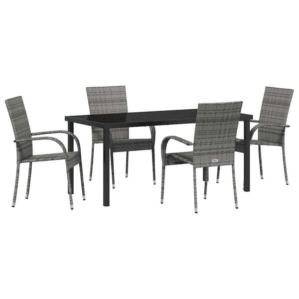 vidaXL Ensemble de salle à manger pour jardin 5 Pièces Gris Poly rotin
