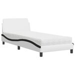 vidaXL Lit avec matelas Dover blanc et noir 90x190 cm similicuir