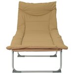 vidaXL Transat pliant avec coussin 2 Pièces Beige
