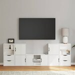 vidaXL Meubles TV 5 Pièces avec rangement ODDA blanc bois de pin massif