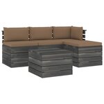 vidaXL Salon palette de jardin 5 Pièces avec coussins bois de pin massif
