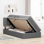 vidaXL Lit de rangement LED avec matelas Gris foncé 100 x 200 cm Tissu