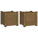 vidaXL Jardinières d'extérieur 2Pièces Marron miel 31x31x31cm Bois de pin