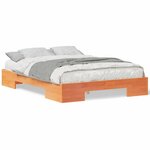 vidaXL Cadre de lit surélevé avec stockage Marron Bois massif en pin