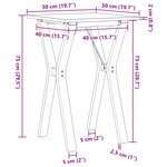 vidaXL Table à manger cadre en Y 50x50x75 cm bois de pin massif fonte
