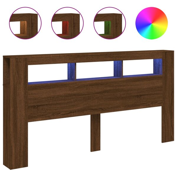 vidaXL Tête de lit à LED chêne marron 200x18 5x103 5cm bois ingénierie