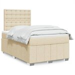 vidaXL Sommier à lattes de lit avec matelas crème 120x190 cm tissu
