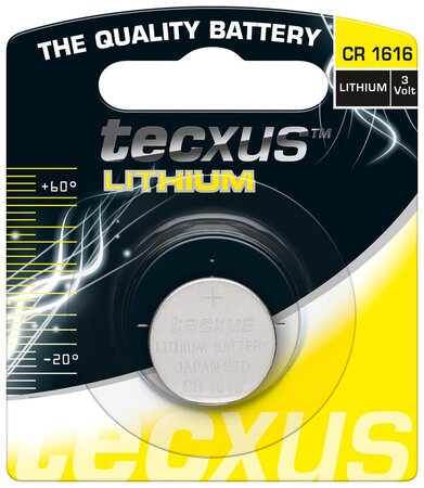 Blister de 1 Pile bouton Lithium CR1616 3V 55mAh TECXUS