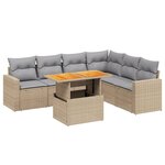 vidaXL Salon de jardin avec coussins 7 Pièces beige résine tressée