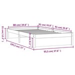 vidaXL Cadre de lit bois massif 90x190 cm simple