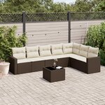 vidaXL Salon de jardin 8 Pièces avec coussins marron résine tressée