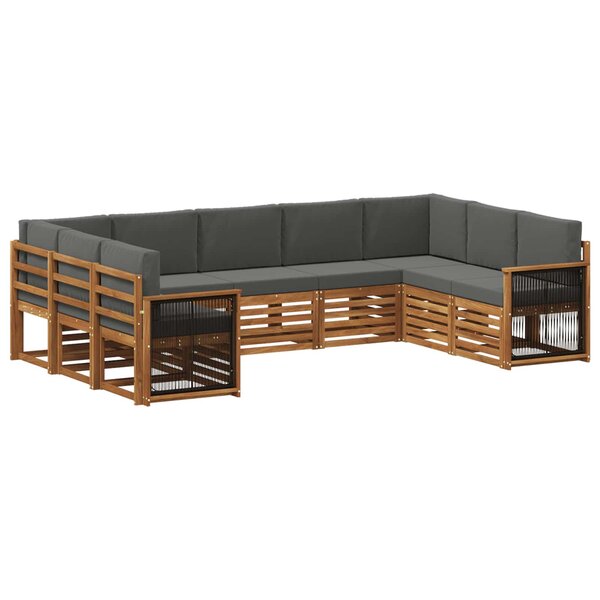 vidaXL Ensemble de canapés d'extérieur 7 pc Naturel et Anthracite