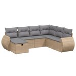 vidaXL Salon de jardin avec coussins 7Pièces mélange beige résine tressée