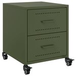 vidaXL Tables de chevet 2 Pièces vert olive 36x39x43 5 cm acier