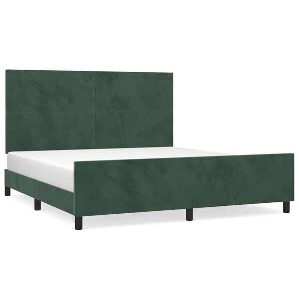 vidaXL Cadre de lit avec tête de lit Vert foncé 160x200 cm Velours