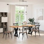 vidaXL Table à manger avec bord vivant 220x80x74 cm bois massif chêne
