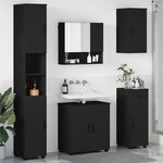 vidaXL Ensemble de mobilier de salle de bain avec tiroir 5 Pièces Noir
