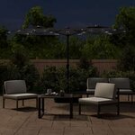 vidaXL Parasol de jardin à double tête avec LED noir 316x145 cm