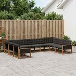 vidaXL Ensemble de canapés d'extérieur 9 Pièces Naturel et noir
