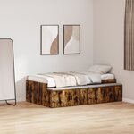 vidaXL Cadre de Lit de Rangement Chêne Fumé 100x200 cm