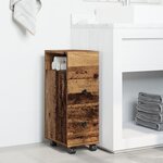 vidaXL Meuble étroit de salle de bain à roulettes vieux bois