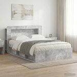 vidaXL Cadre de lit avec rangement Gris béton 140 x 190 cm