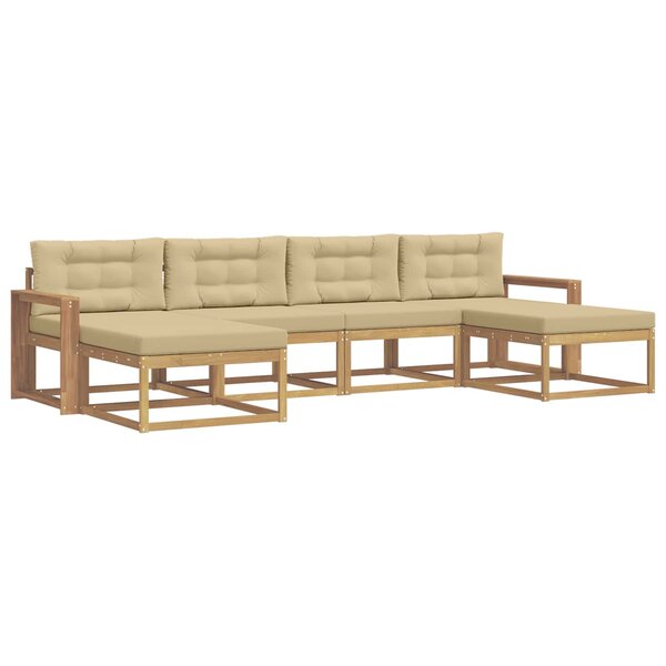 vidaXL Ensemble de canapés d'extérieur 6 Pièces Blanc et Beige