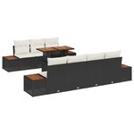 vidaXL Ensemble de salle à manger de jardin 8 pièces avec coussins en rotin synthétique noir et acacia