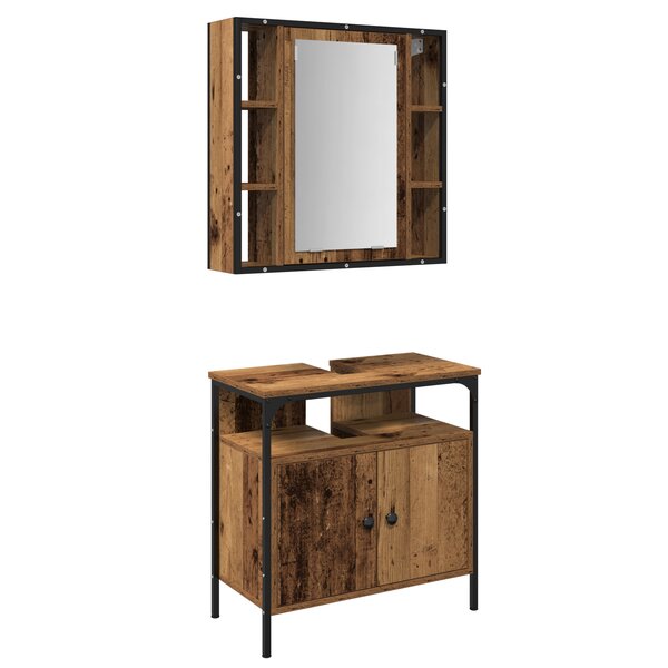 Ensemble de meubles de salle de bain 2 pièces en bois ancien en bois d'ingénierie