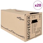 vidaXL Boîte de Déménagement 20 Pièces Marron 59 x 31.5 x 31.5 cm Carton
