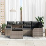 vidaXL Ensemble de canapé de jardin 6 Pièces Gris Poly Rattan