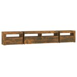 vidaXL Meuble TV avec lumières LED Chêne fumé 240x35x40 cm