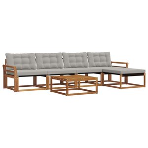 vidaXL Ensemble de canapés d'extérieur 6 Pièces Gris Naturel et Clair