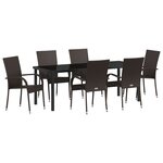 vidaXL Ensemble de salle à manger de jardin 7 pièces en poly rattan marron