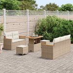 vidaXL Ensemble de canapé de jardin 8 Pièces Beige Poly rotin