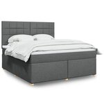 vidaXL Sommier à lattes de lit avec matelas Gris foncé 180x200cm Tissu